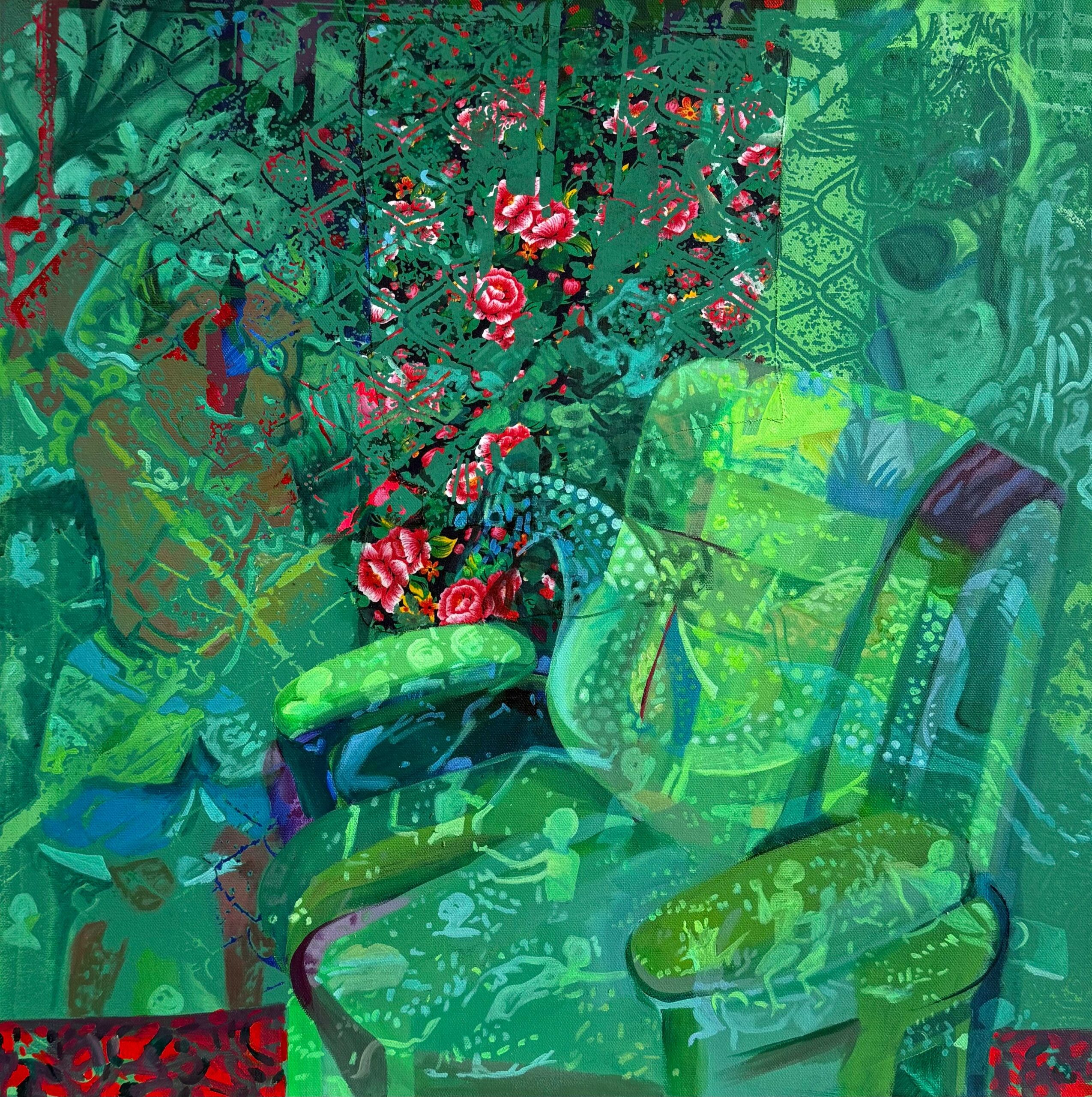 The Chair Remembers - Mixed Media 61x61 cm - 24x24 in.
