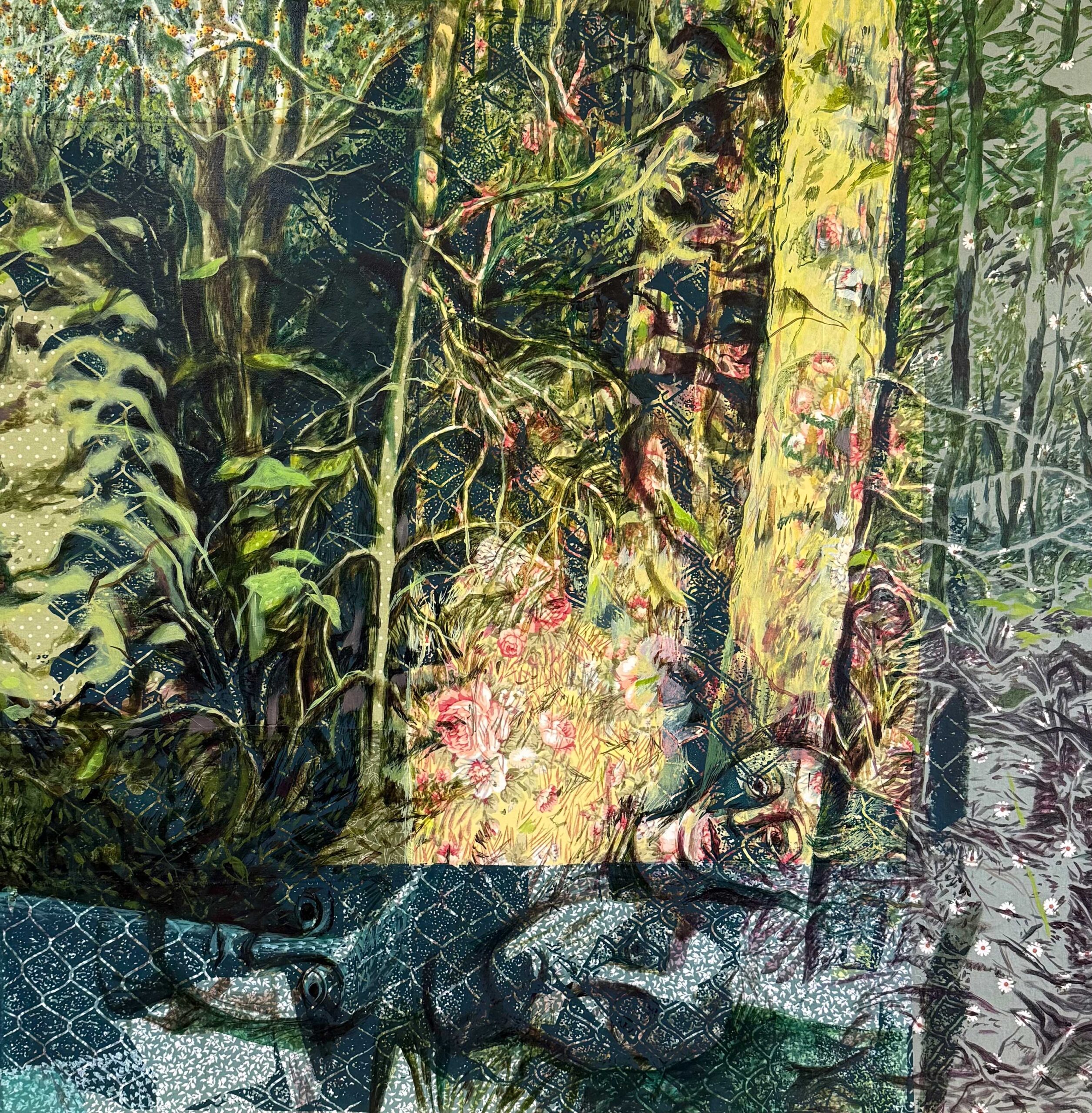 The Garden Remembers - Mixed Media 102x102 cm - 40x40 in.